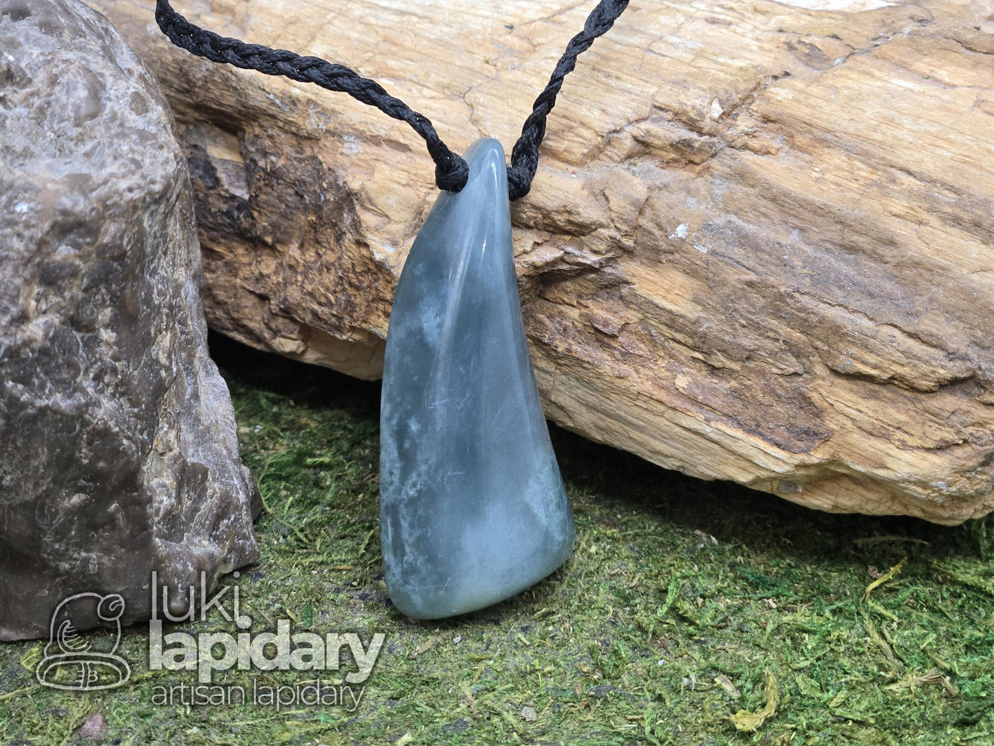 Guatemalan Blue Jadeite Freeform Pendant — Translucent Mayan Jade