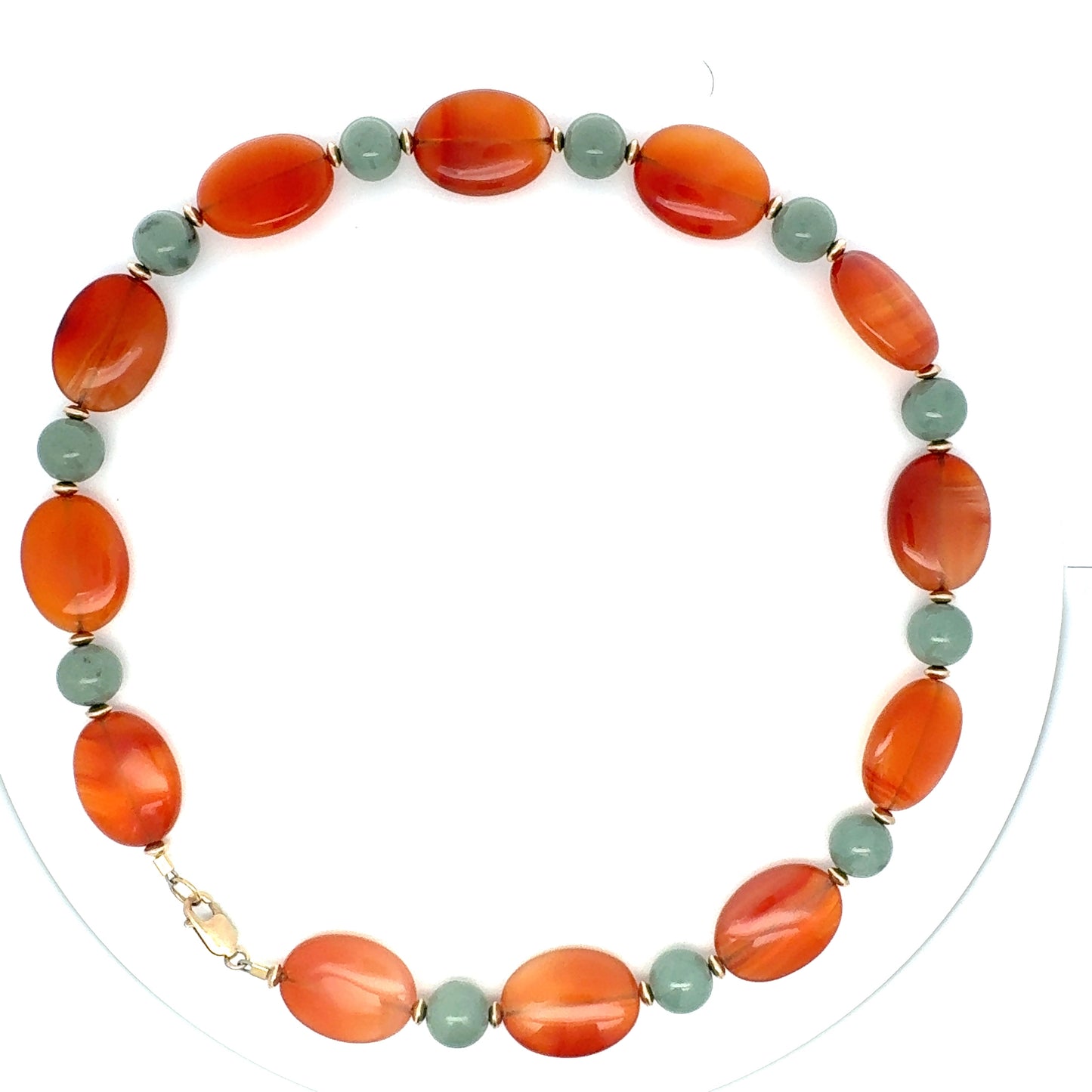 Manzano Guatemalan Jade & Carnelian Beaded Necklace in Gold Vermeil