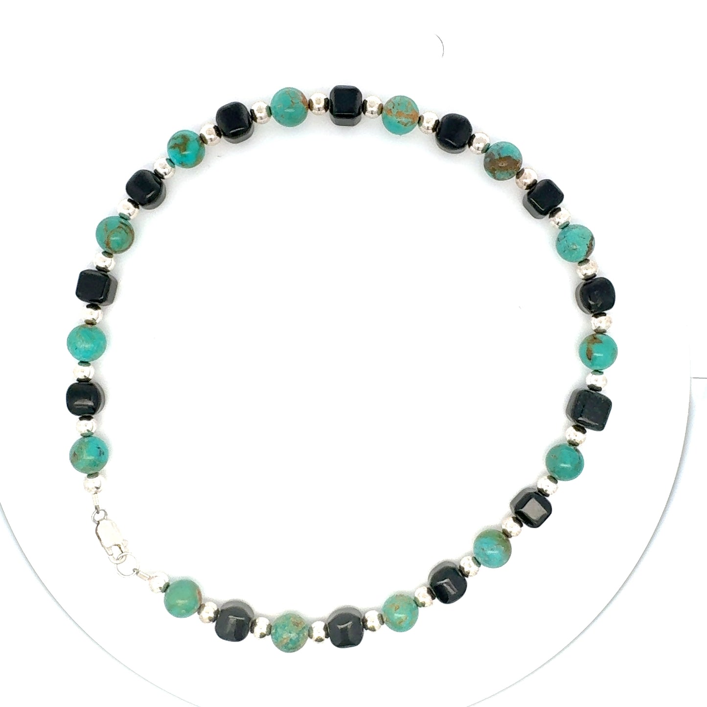 Black Guatemalan Jade & Campitos Turquoise Necklace in Silver