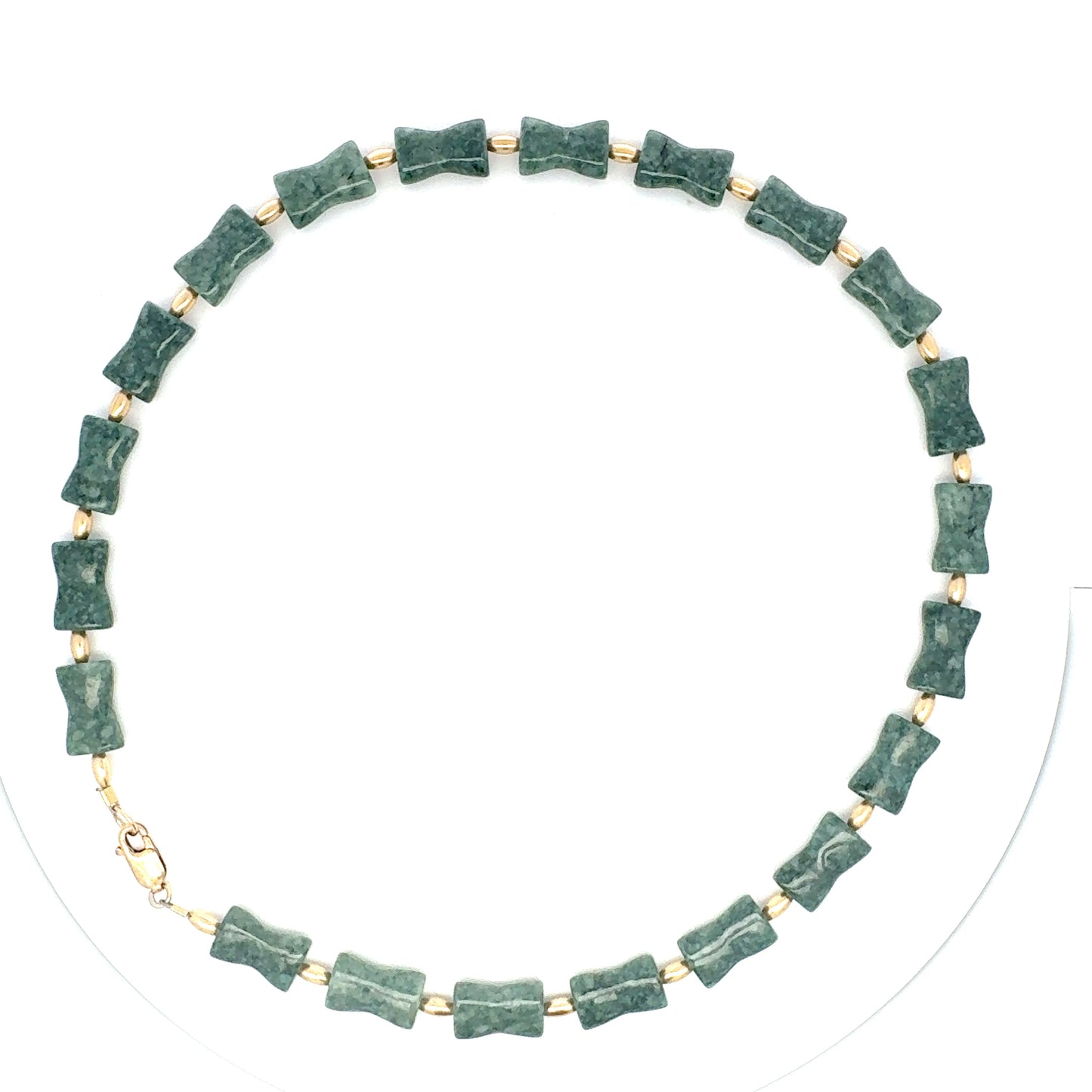 Jaguar Guatemalan Jade Hourglass Bead Necklace in Gold Vermeil