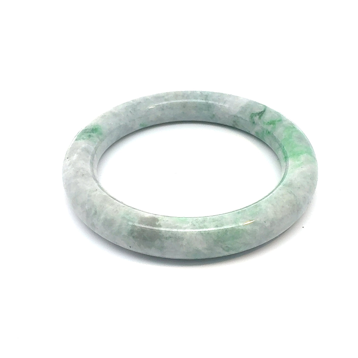 QAR Kazakh Jadeite Bangle, Pale Green and White, Natural Type A