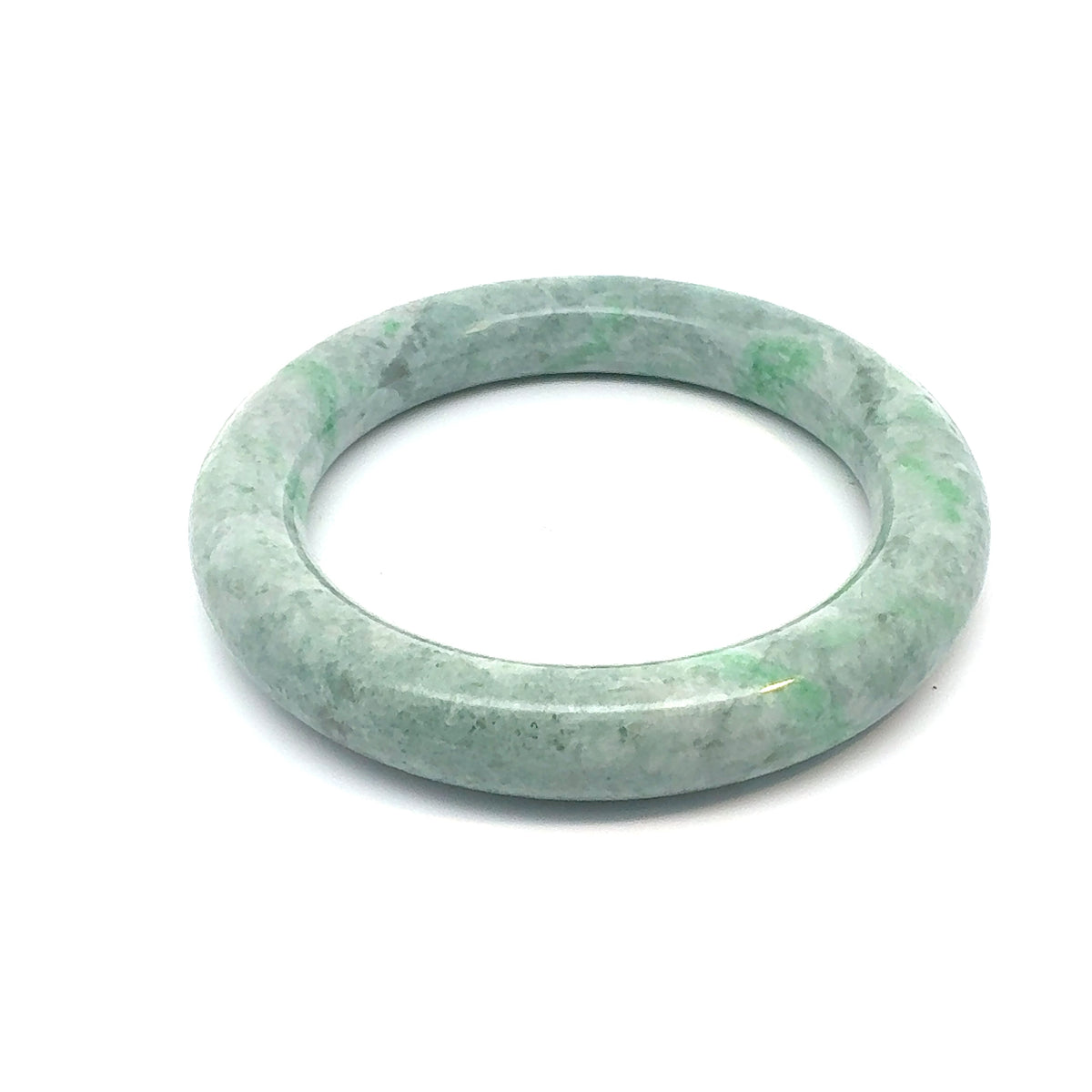 QAR Kazakh Jadeite Bangle, Light Green and White, Natural Type A