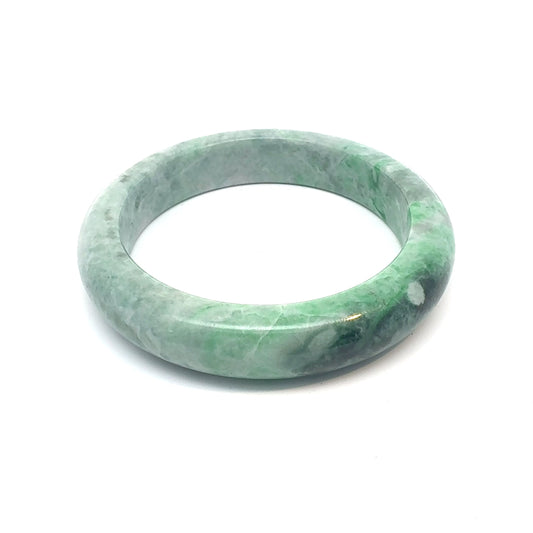 56.65 mm TAU Kazakh Jadeite Bangle, Light and Dark Green, Natural Type A