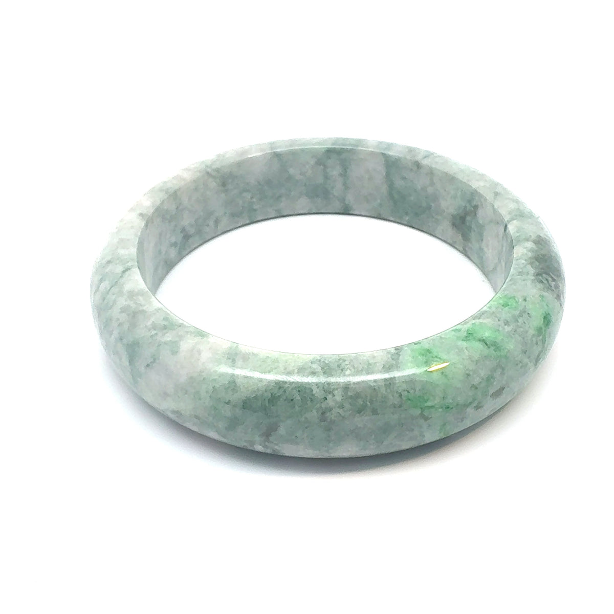 TAU Kazakh Jadeite Bangle, Soft Green and White, Natural Type A