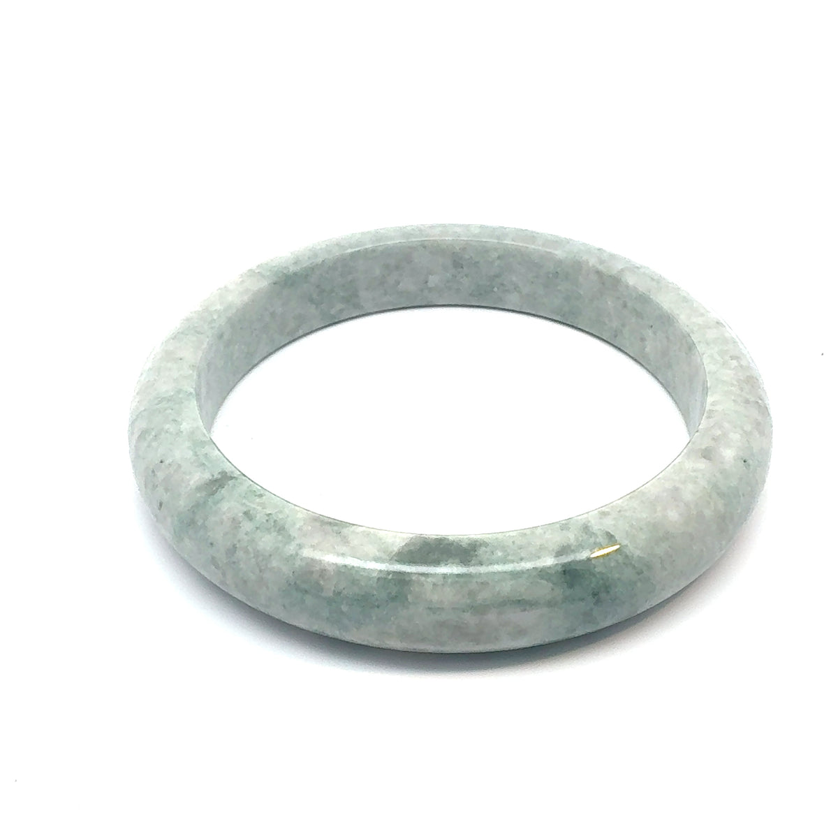 QAR Kazakh Jadeite Bangle, Mottled Light Green, Natural Type A