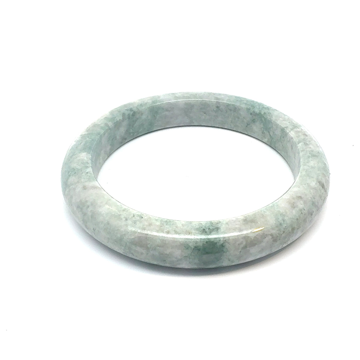 QAR Kazakh Jadeite Bangle, Pale Green and White, Natural Type A
