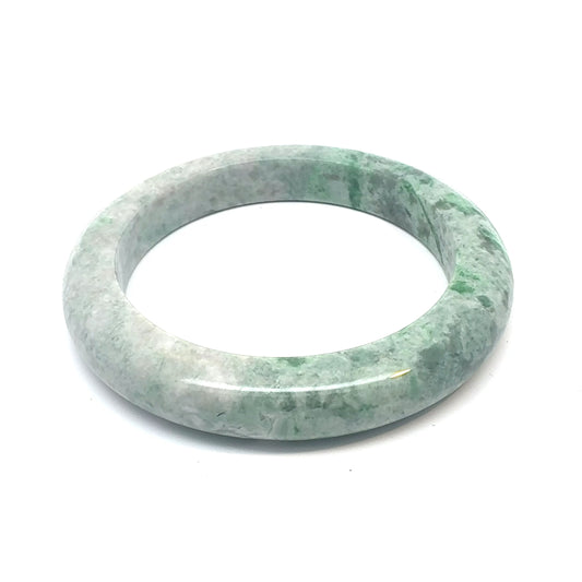 61.22 mm QAR Kazakh Jadeite Bangle, Mottled Green, Natural Type A