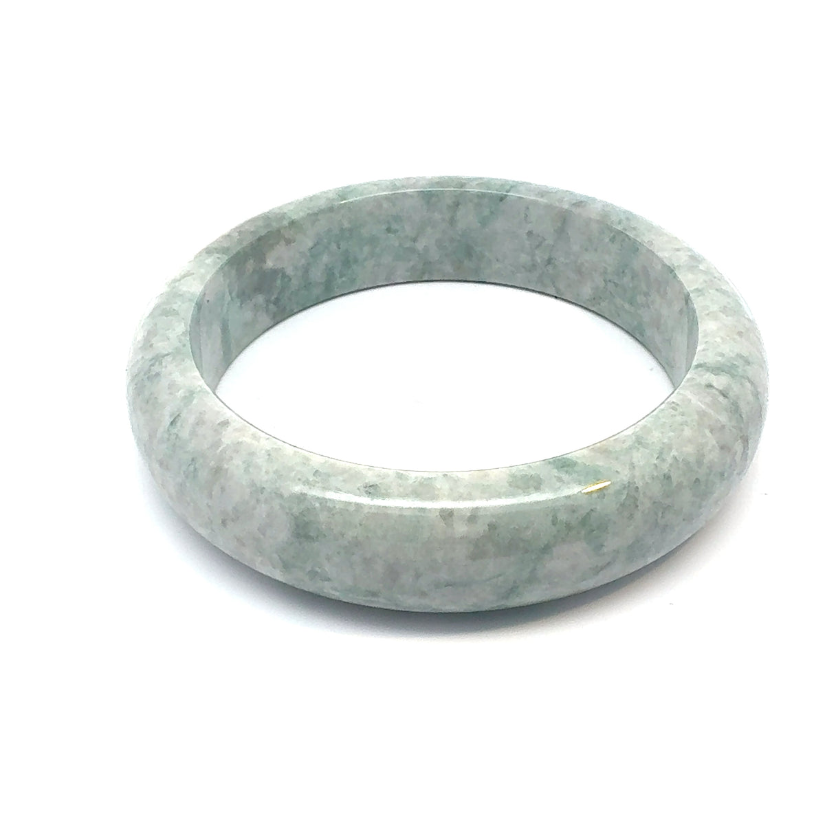 QAR Kazakh Jadeite Bangle, Mottled Light Green, Natural Type A