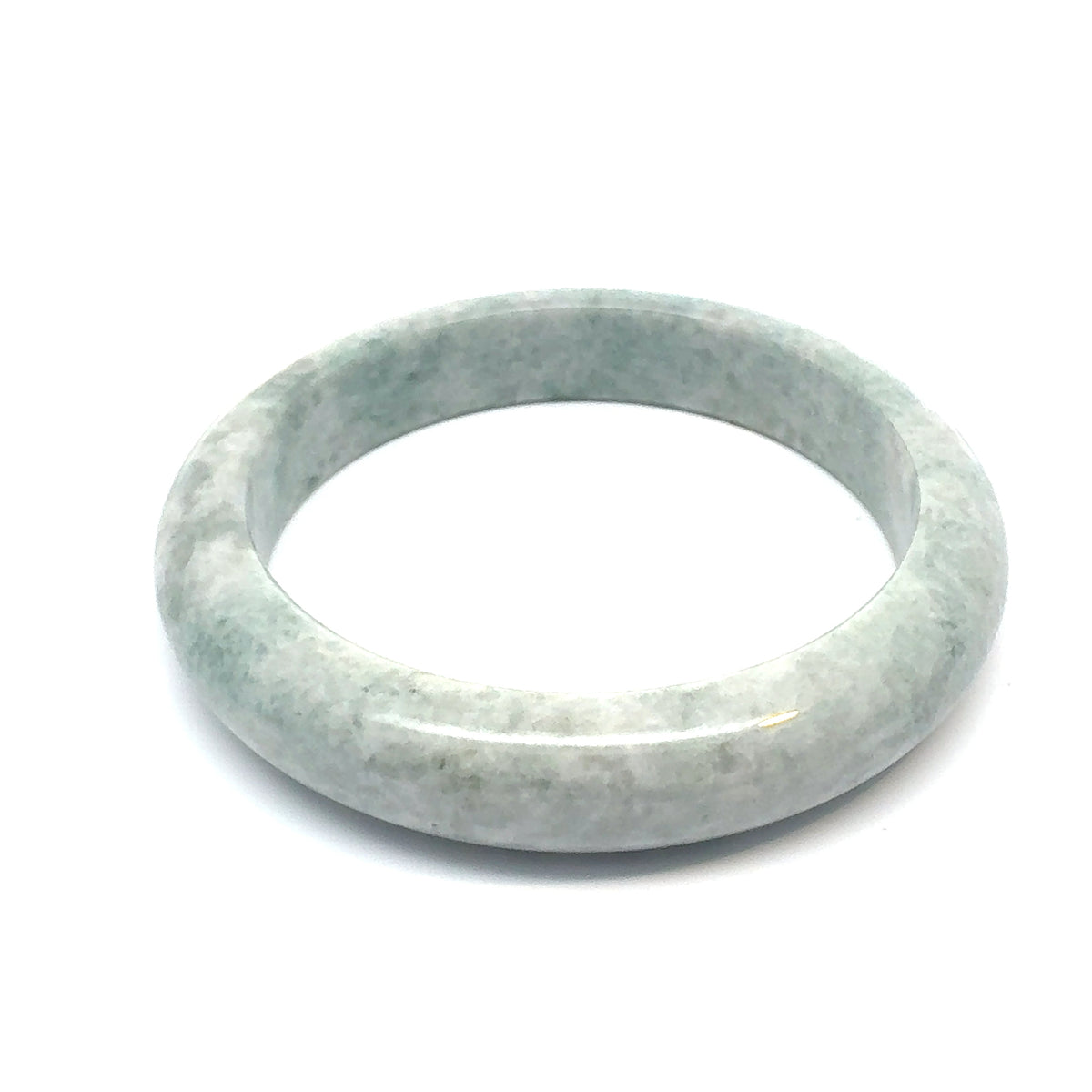 QAR Kazakh Jadeite Bangle, Light Green and Soft White, Natural Type A