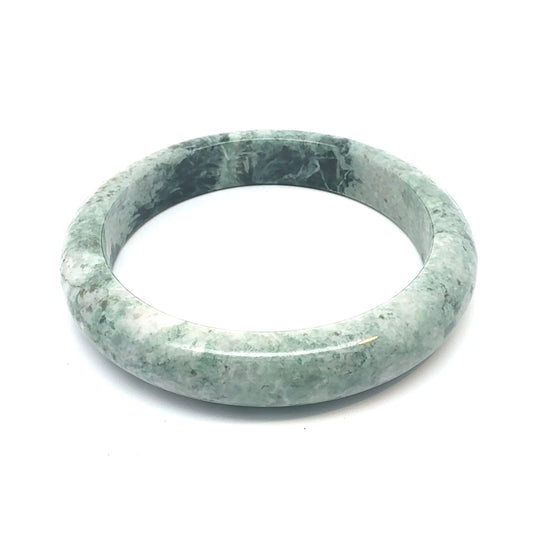 63.59 mm TAU Kazakh Jadeite Bangle, Marbled Green, Natural Type A