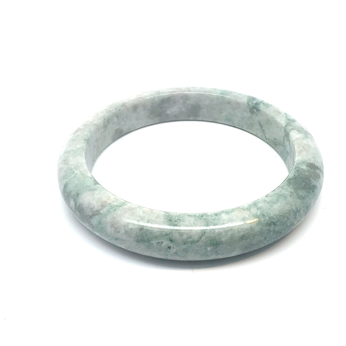 QAR Kazakh Jadeite Bangle, Mottled Green and White, Natural Type A
