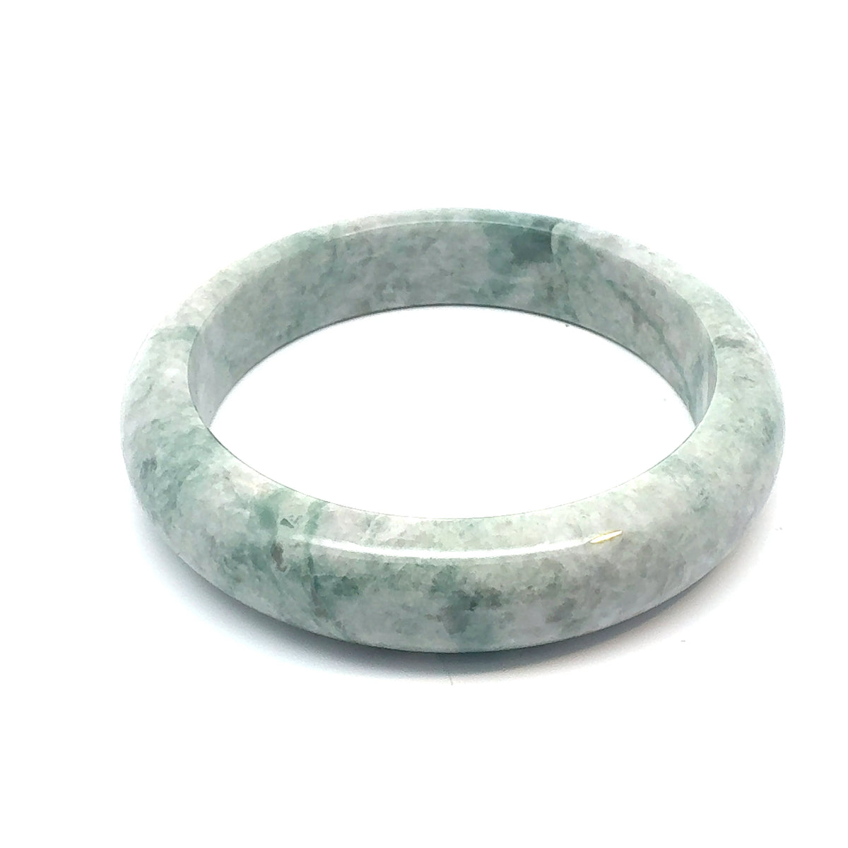 QAR Kazakh Jadeite Bangle, Pale Green and White, Natural Type A