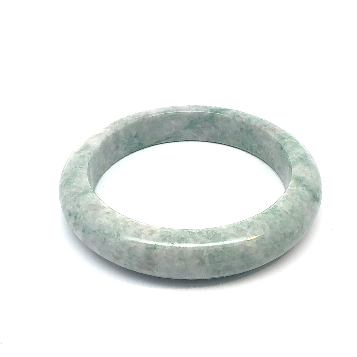 QAR Kazakh Jadeite Bangle, Mottled Green and White, Natural Type A