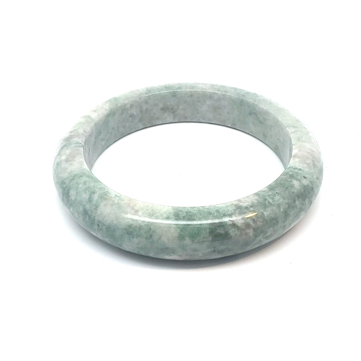 QAR Kazakh Jadeite Bangle, Mottled Green and White, Natural Type A