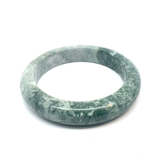 60.68 mm TAU Kazakh Jadeite Bangle, Green and White, Natural Type A