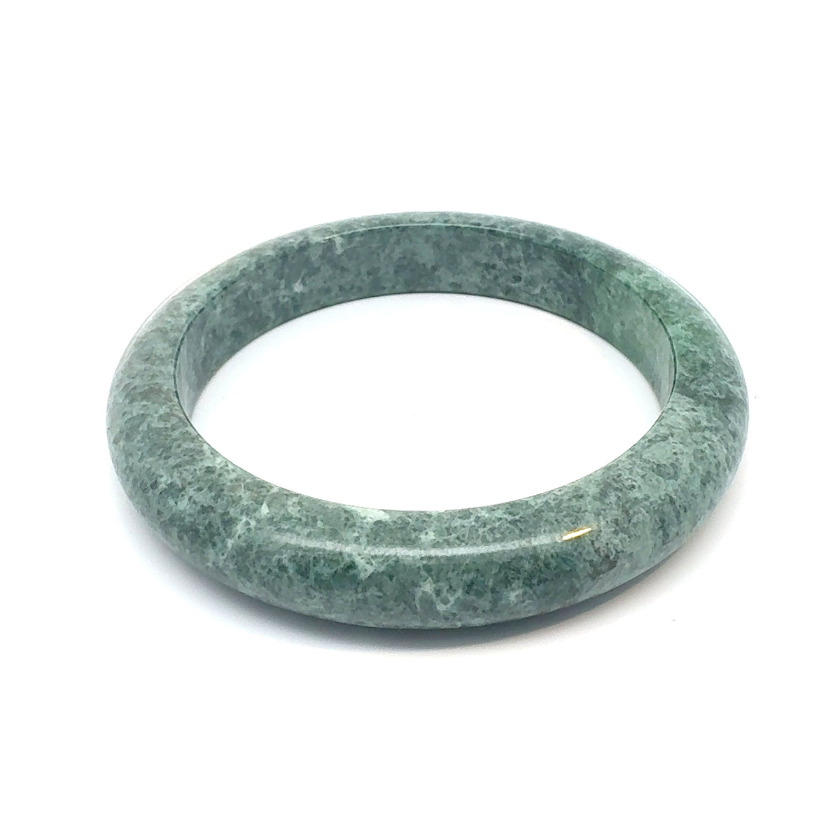 ZHAUHAR Kazakh Jadeite Bangle, Rich Mottled Green, Natural Type A