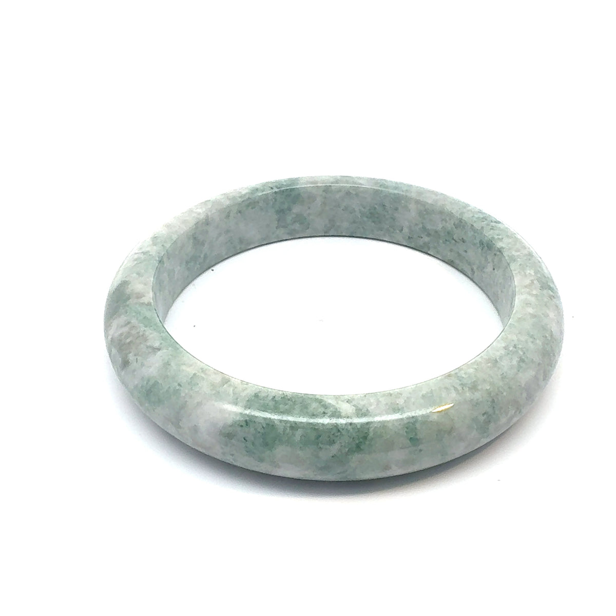 QAR Kazakh Jadeite Bangle, Green and White, Natural Type A