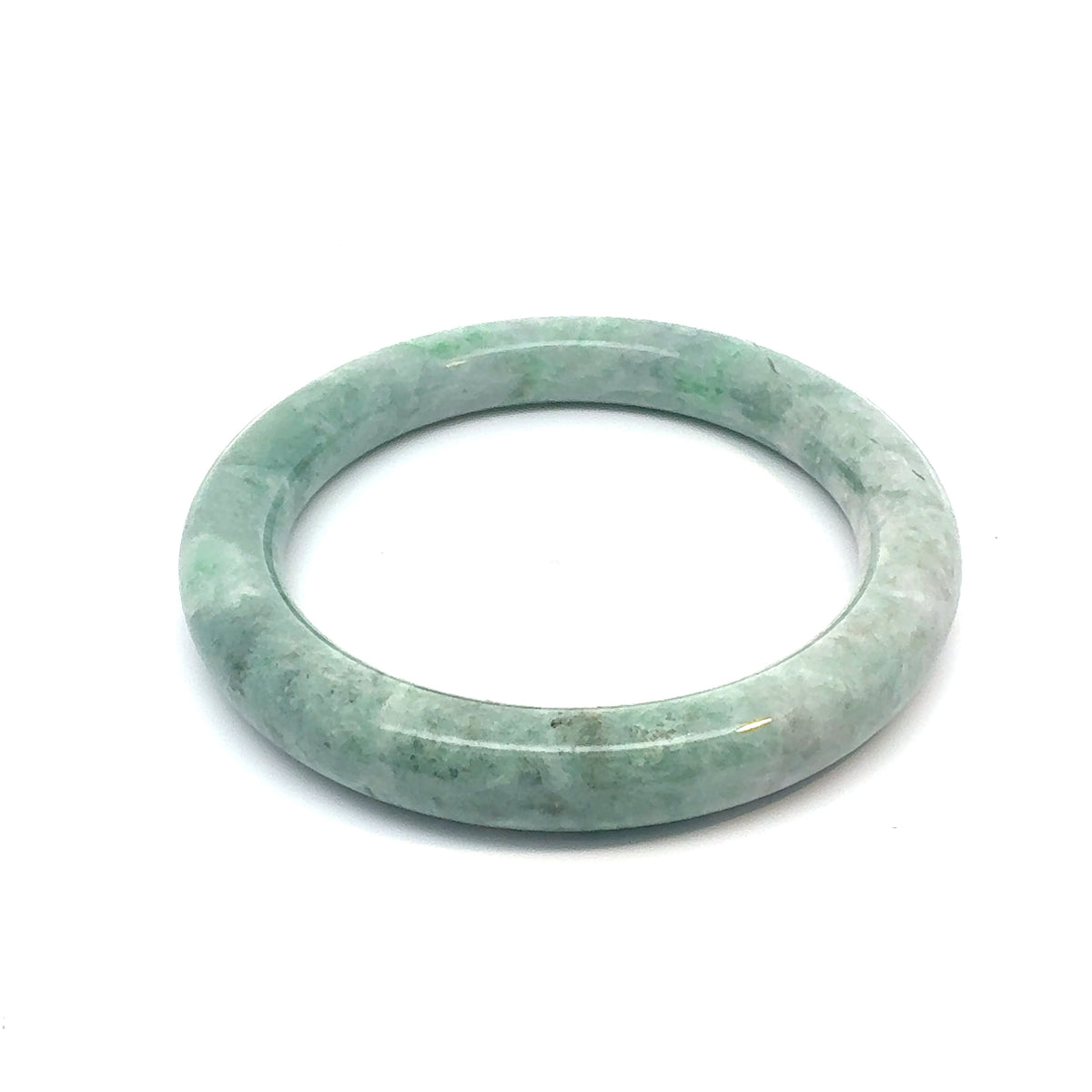 QAR Kazakh Jadeite Bangle, Light Green and White, Natural Type A