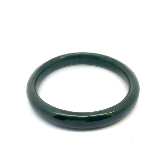 Classic Deep Green Pakistani Nephrite Bangle, Natural Type A