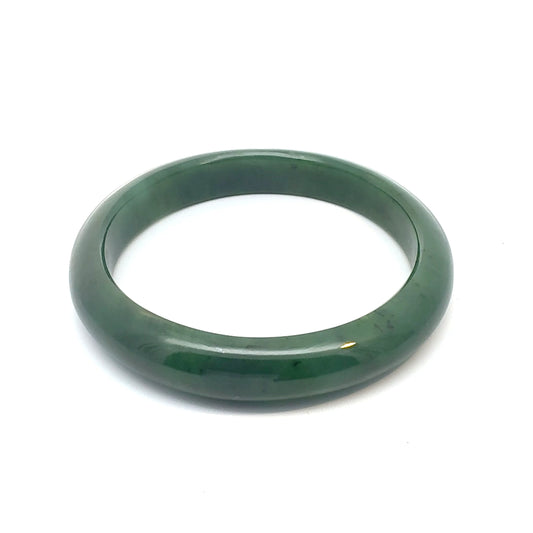Smooth Forest Green Pakistani Nephrite Bangle, Natural Type A