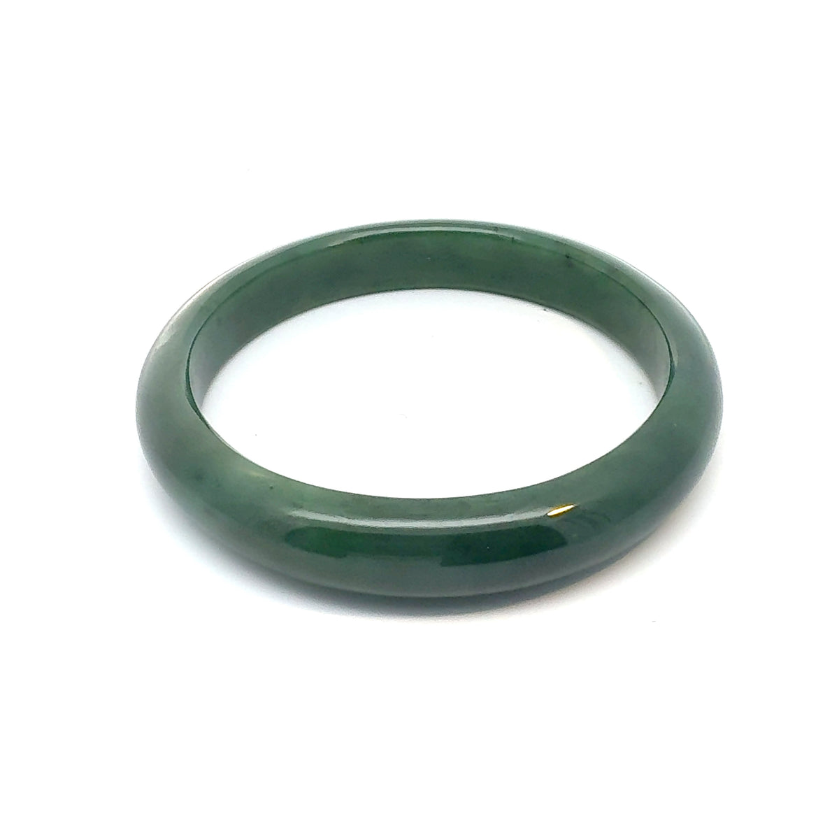 Smooth Forest Green Pakistani Nephrite Bangle, Natural Type A