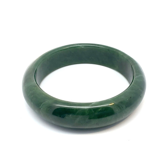Dark Spinach Green Pakistani Nephrite Bangle, Natural Type A