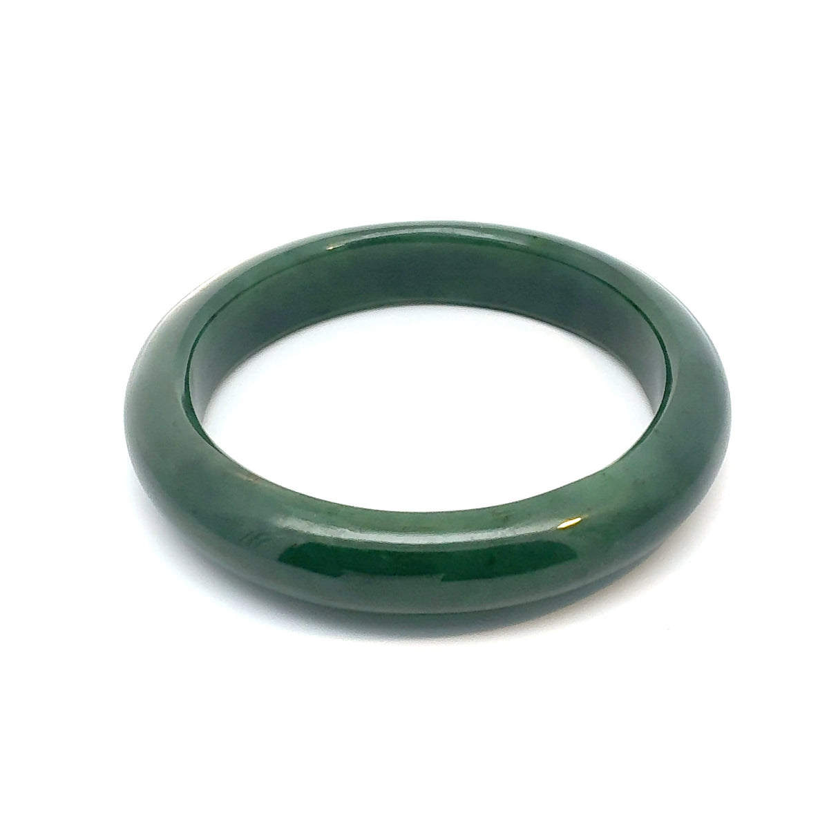 Solid Dark Green Pakistani Nephrite Bangle, Natural Type A