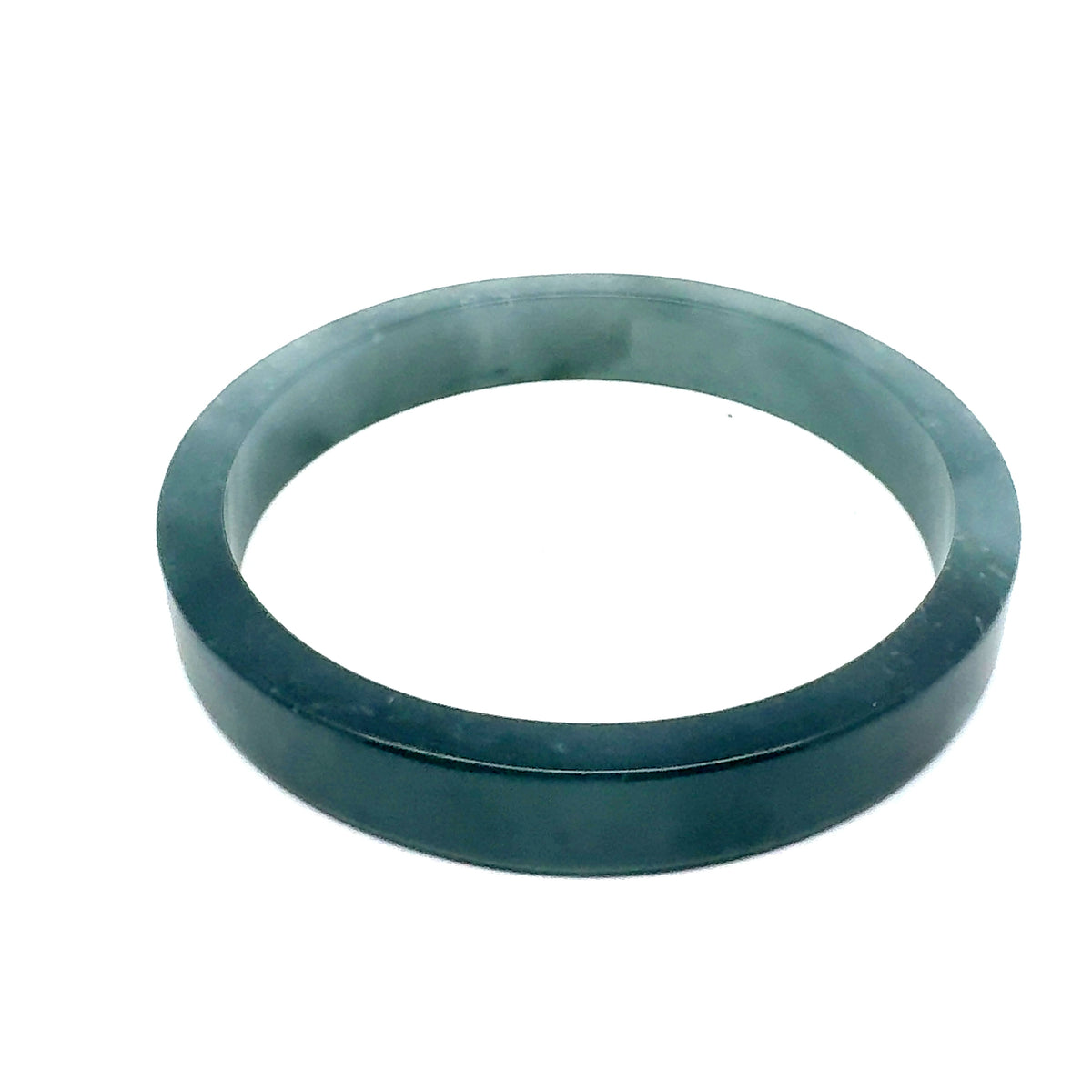 70.5 mm Princesa Blue Guatemalan Jadeite Square-Edge Bangle, Polished Mottling