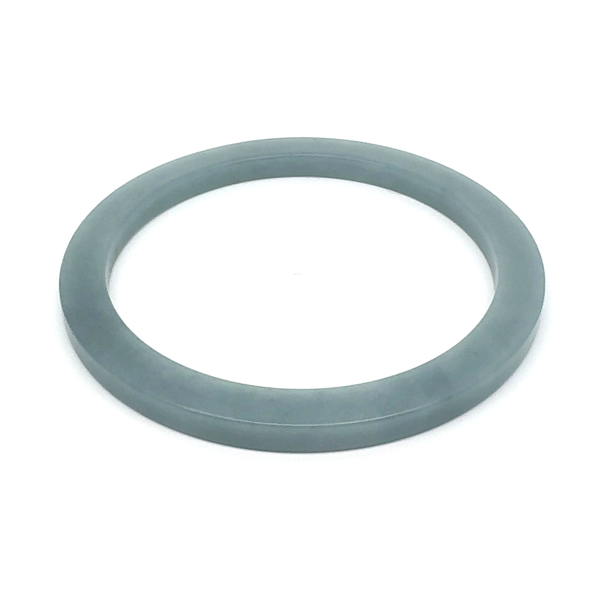60 mm Celestial Blue Guatemalan Jadeite Square-Edge Bangle, Slate Tones