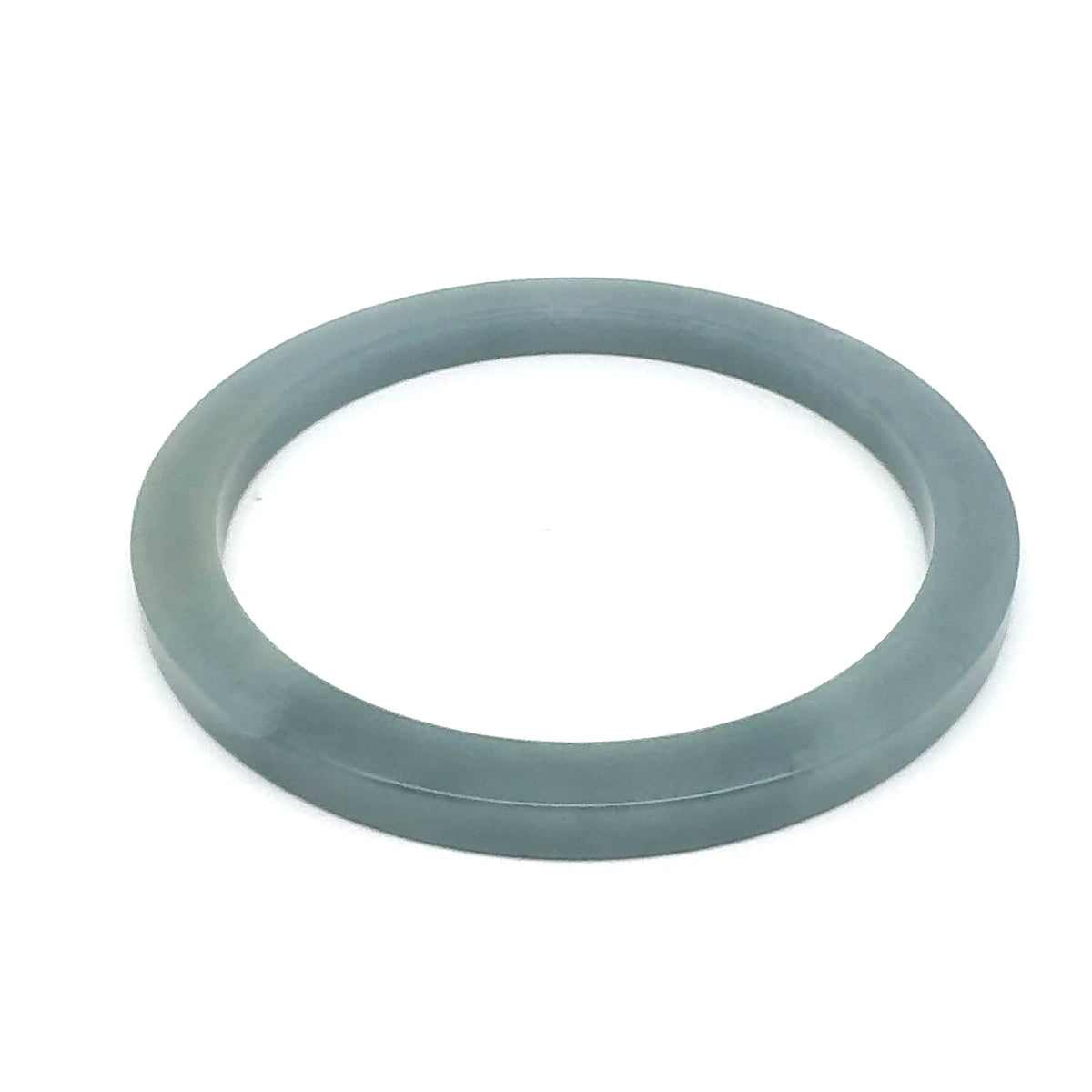 60 mm Celestial Blue Square-Edge Guatemalan Jadeite Bangle, Muted Grey-Green