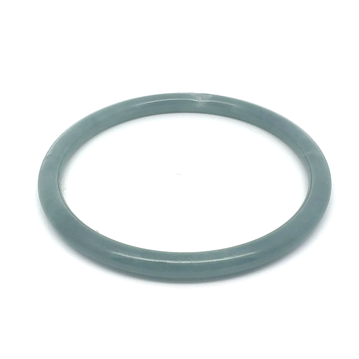 63 mm Grey-Blue Celestial Blue Jadeite Thin Hololith Full-Round Bangle