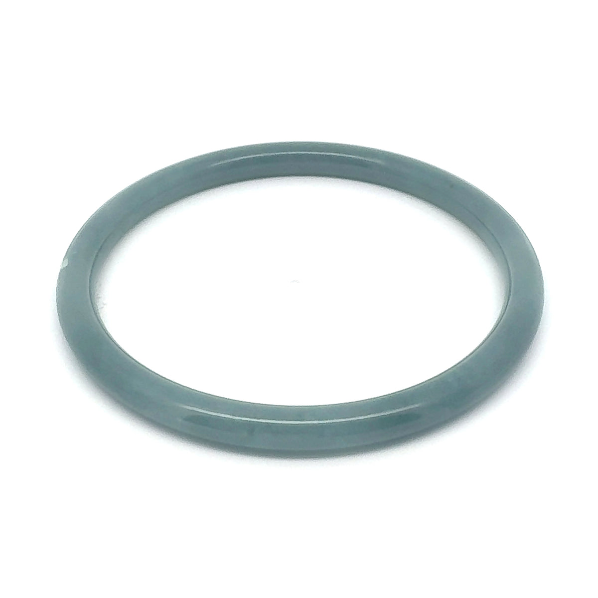 62.5 mm Celestial Blue Jadeite Thin Full-Round Hololith Bangle, Grayish-Blue