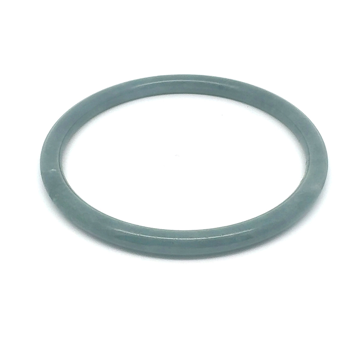 62.5 mm Celestial Blue Jadeite Thin Full-Round Hololith Bangle, Grey-Green