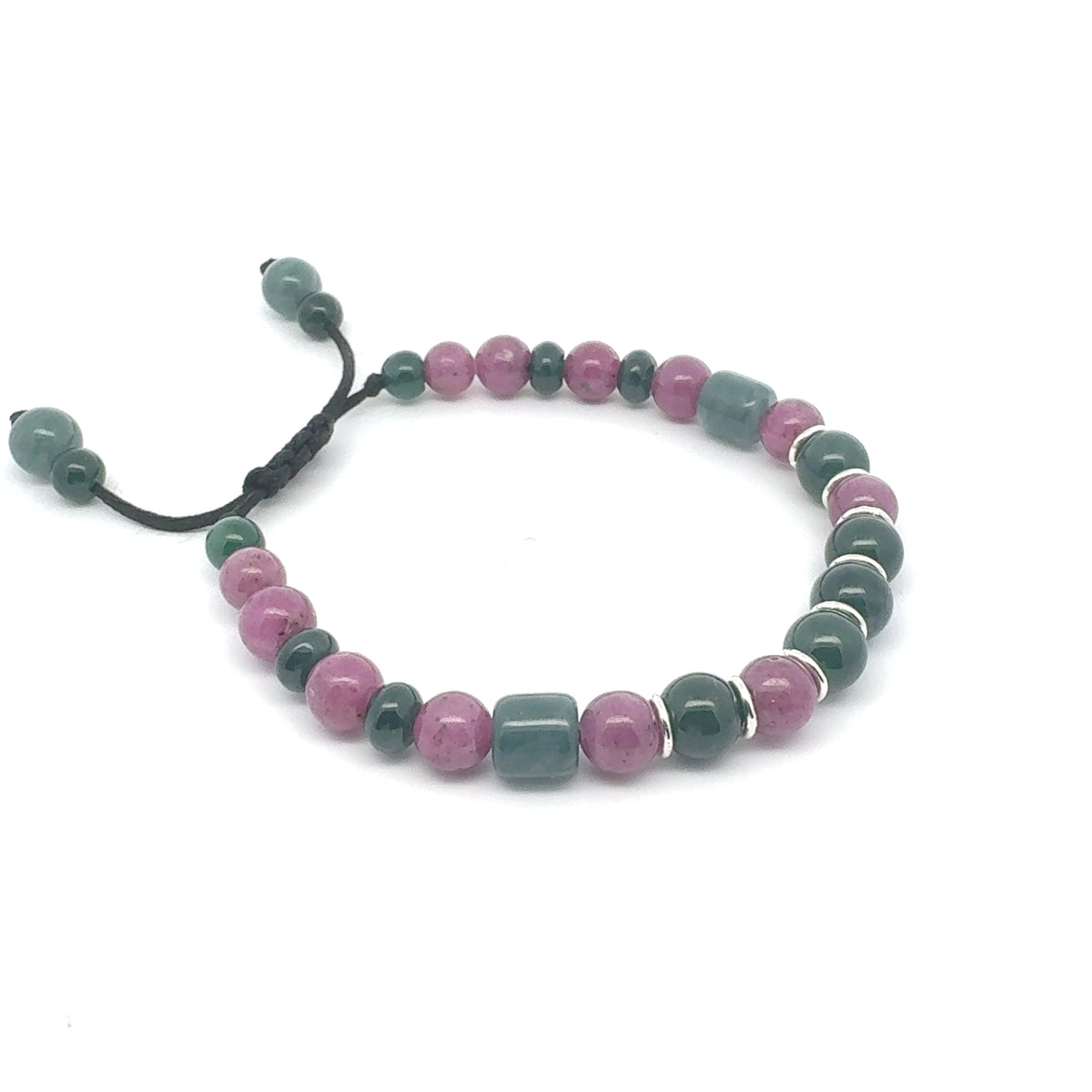 Princesa Blue-Green Jadeite & Ruby Bracelet | 8.5 mm