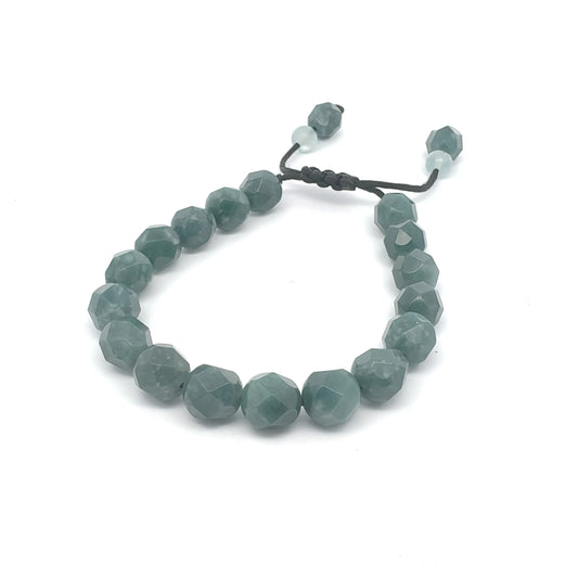 Faceted Snowy Princesa Blue Jadeite & Aquamarine Bracelet | 10 mm