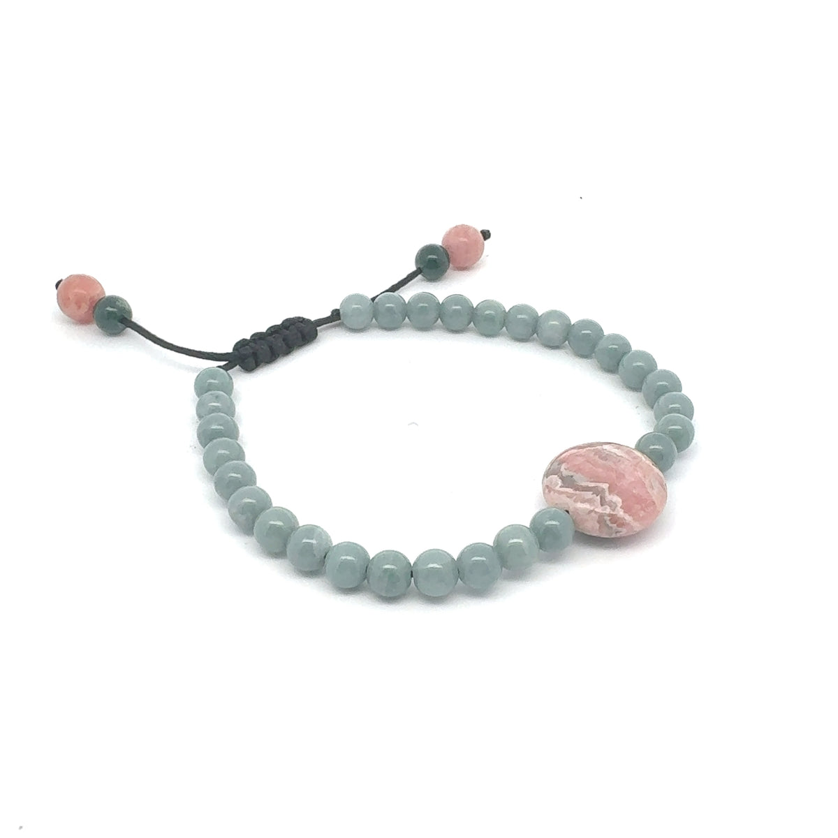 Celestial Blue Jadeite & Rhodochrosite Bracelet | 5.5 mm