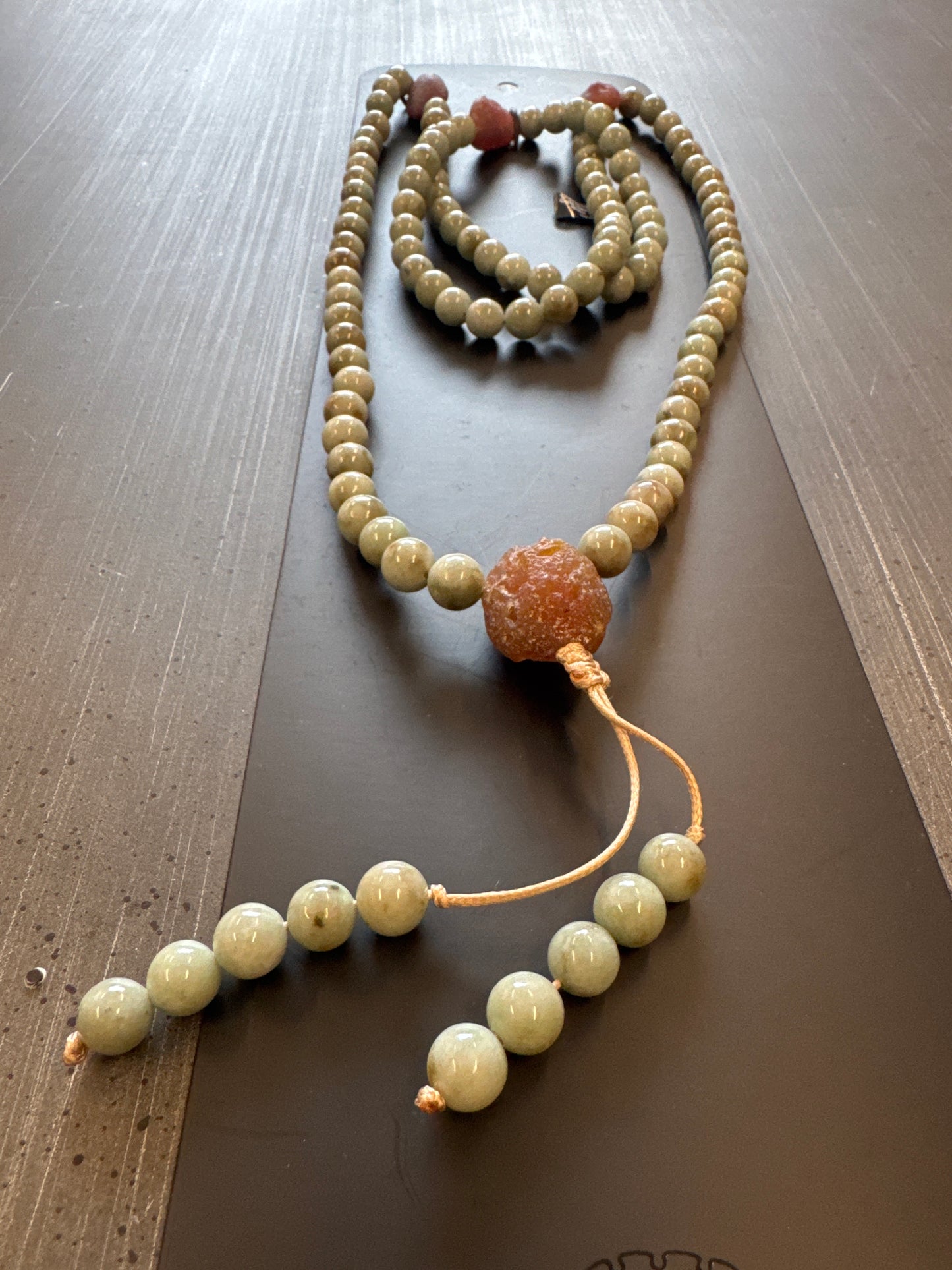 Mala Necklace — ChocoMint Jadeite Jade, 10mm