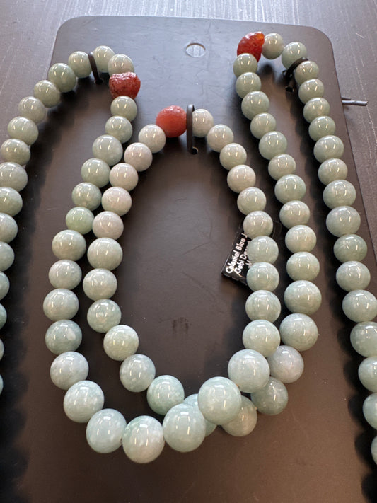Mala Necklace — Celestial Blue Jadeite Jade, 9mm