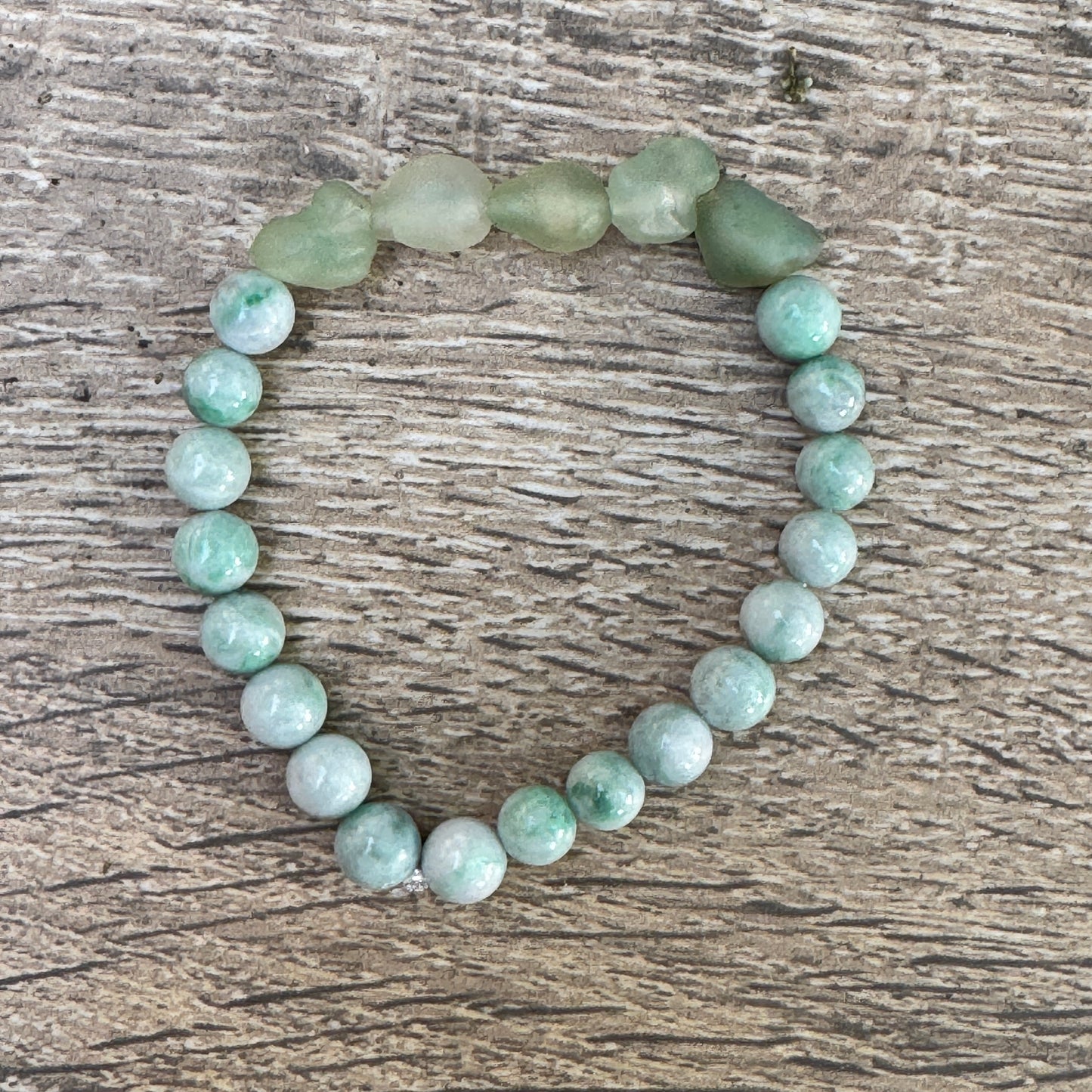 Gobi Desert Agate & Kazakh Jade Stretch Bracelet — Mint Agate