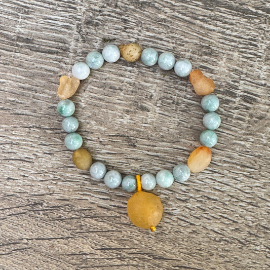 Gobi Desert Agate & Kazakh Jade Stretch Bracelet — Sunrise Agate