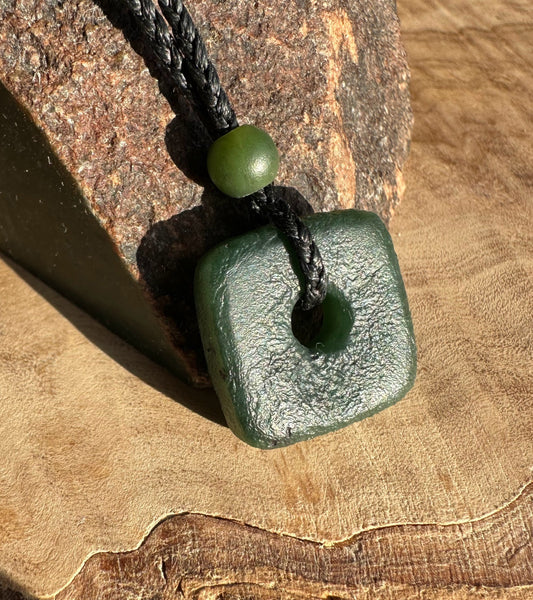 Canadian Jade Textured Square Pendant - 20mm