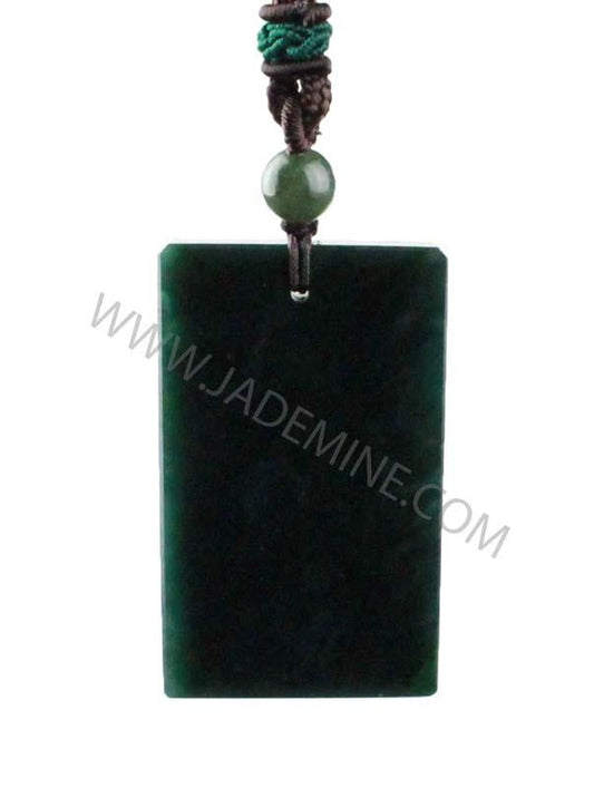 Jade Pendant, Dark Green Rectangle