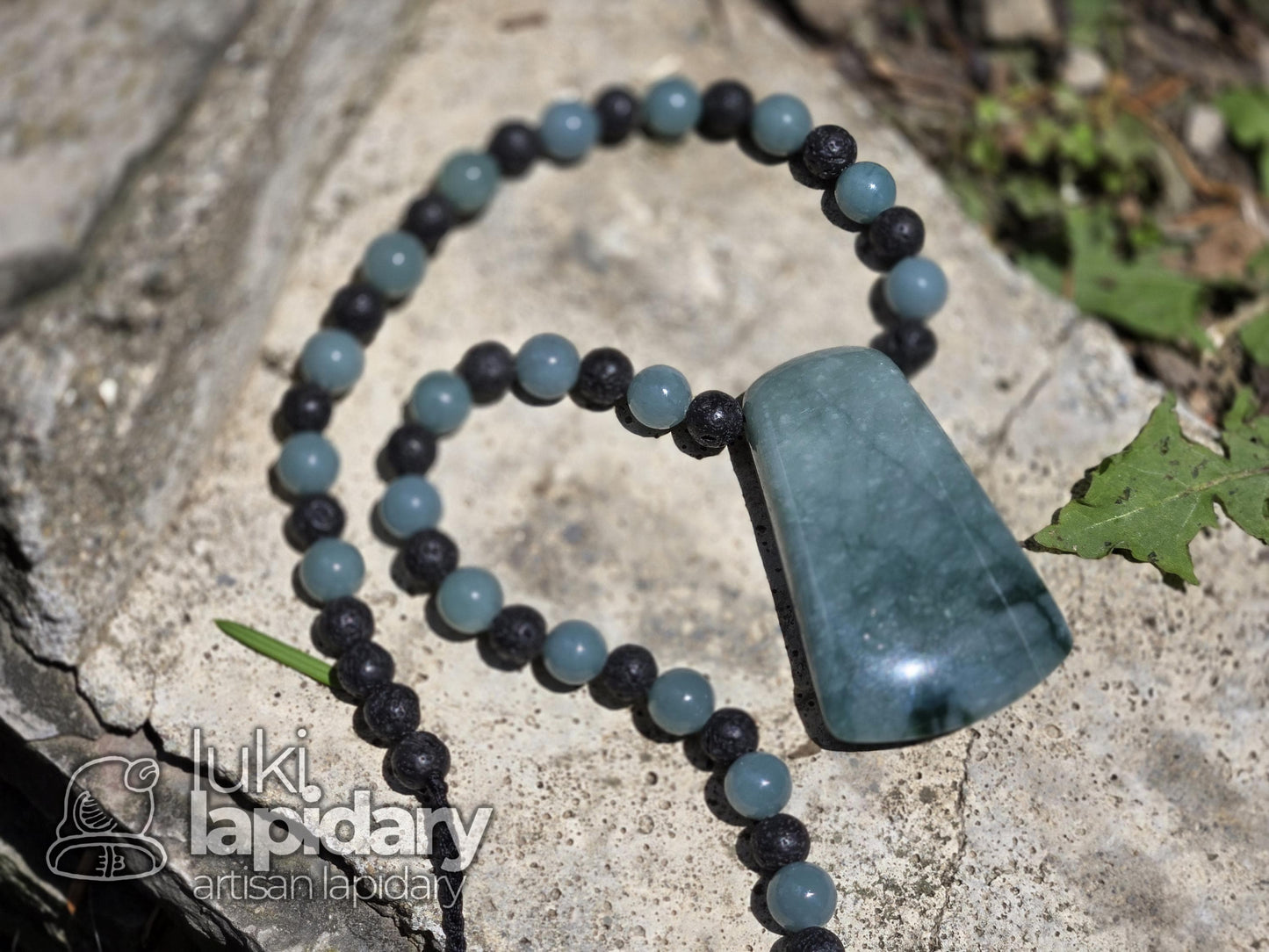 Two-Tone Celestial & Imperial Green Jadeite Fully Beaded Pendant — Rare Guatemalan Jade