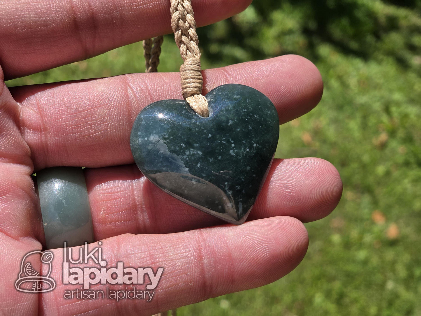 Guatemalan Blue Jadeite Heart Pendant — Rare Translucent Mayan Jade