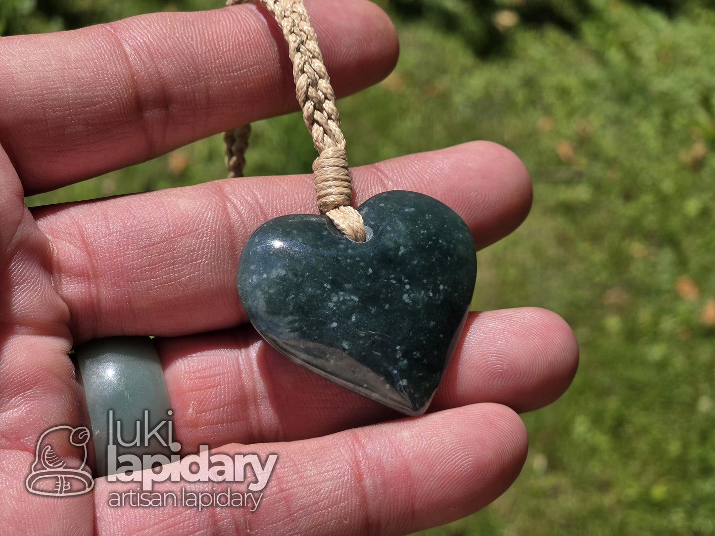 Guatemalan Blue Jadeite Heart Pendant — Rare Translucent Mayan Jade