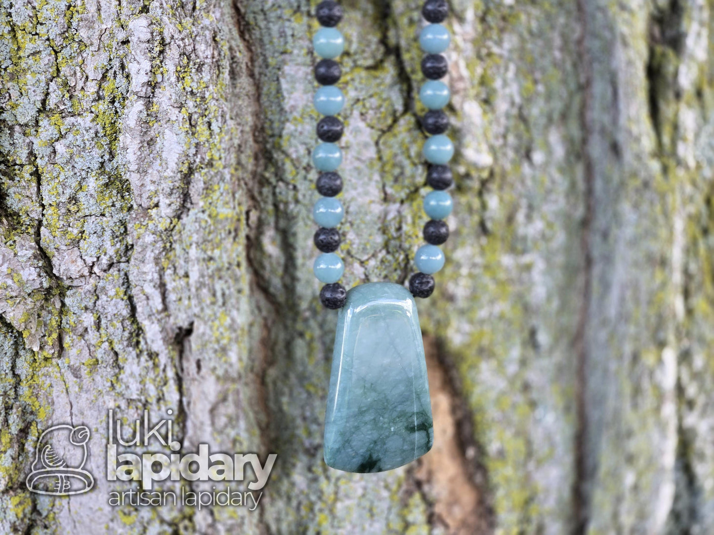 Two-Tone Celestial & Imperial Green Jadeite Fully Beaded Pendant — Rare Guatemalan Jade