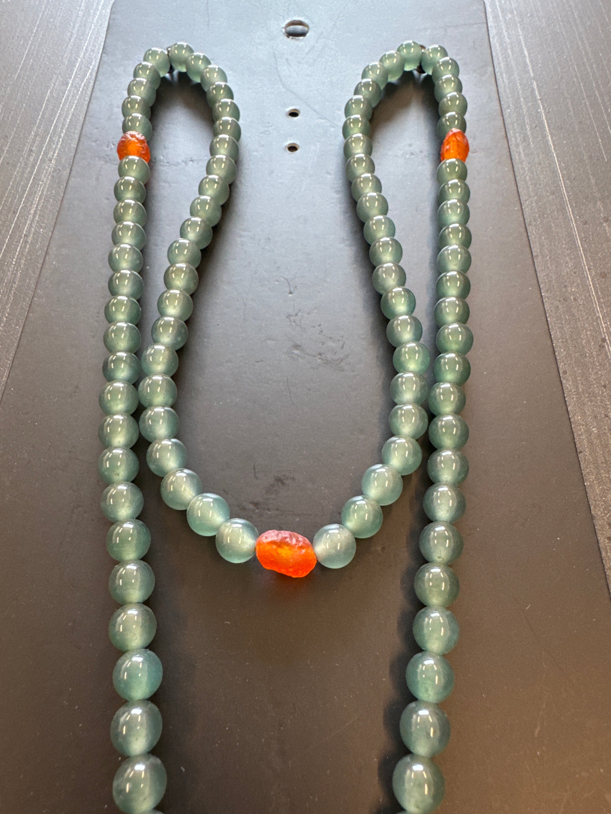 Mala Necklace — Blue Green Ice Jadeite Jade, 7mm