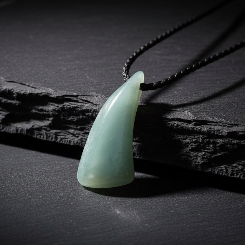 Guatemalan Blue Jadeite Freeform Pendant — Translucent Mayan Jade