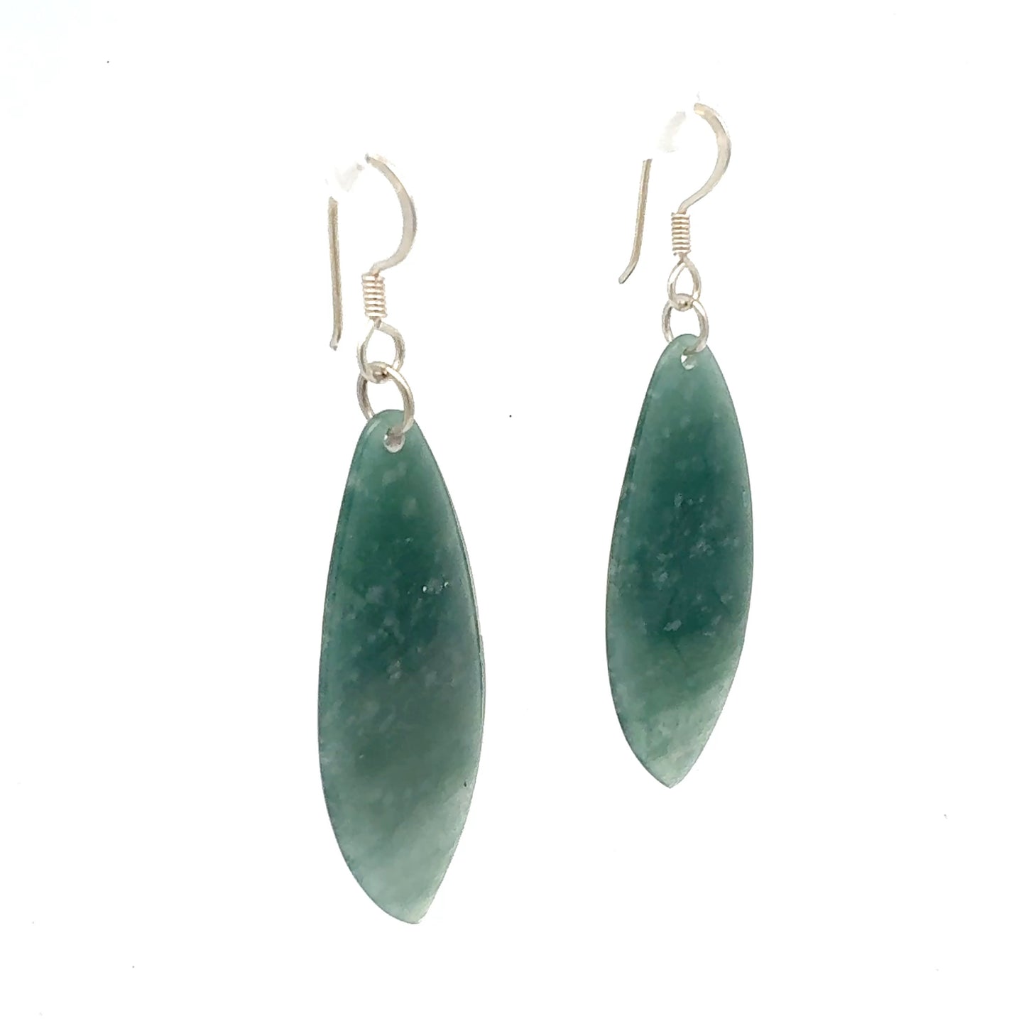 Princesa Blue Guatemalan Jade Marquise-Form Dangle Earrings in Silver