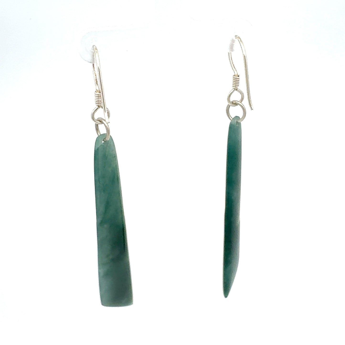 Princesa Blue Guatemalan Jade Dangle Earrings in Silver